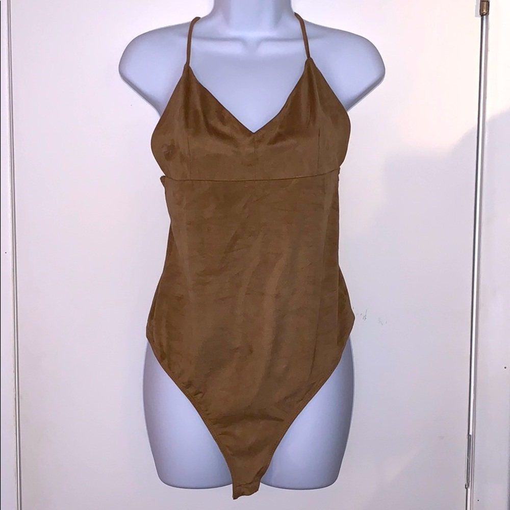 NWT- Guess one piece brown suede like bodysuit 😍